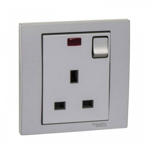 Schneider Vivace Switched Socket 13a 250v 1 Gang Socket Neon Kb15nas